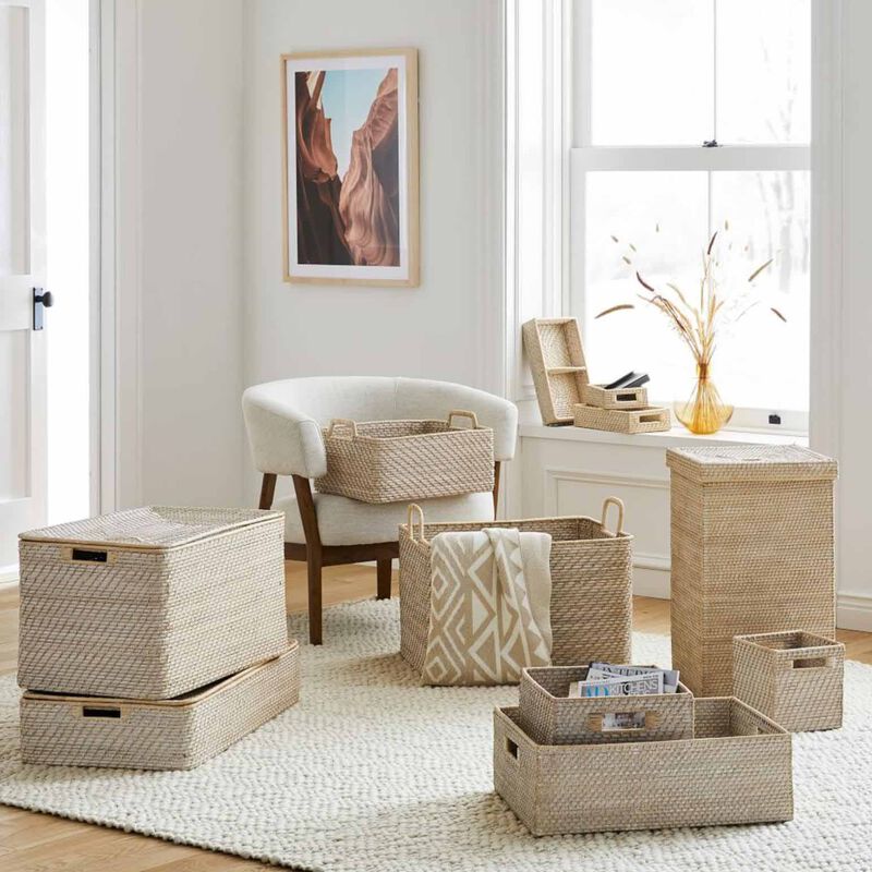 West Elm Modern Weave Handle Basket Oversized image number 1